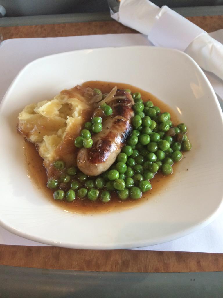 Roger_Porthouse's tweet photo. Sausage and mash on Virgin trains really is *a* sausage and mash :(. #disapponting http://t.co/TXrBRuaN0N
