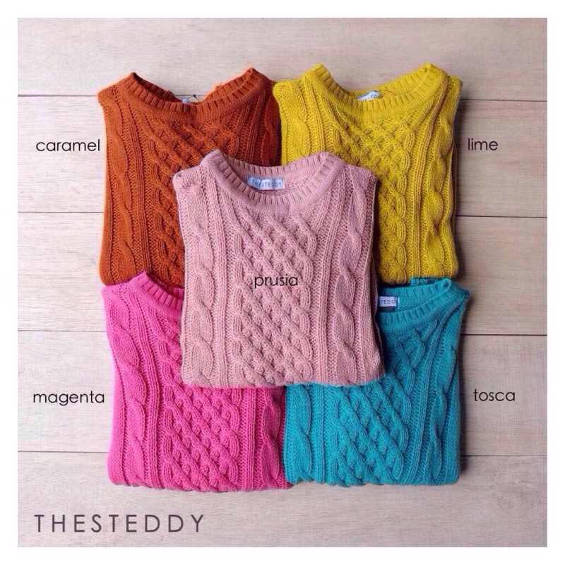 SteddyStore's tweet image. Cable Sweater
- Prusia
- Lime
- Grey
- White 
- Caramel 
- Tosca
IDR 140,000