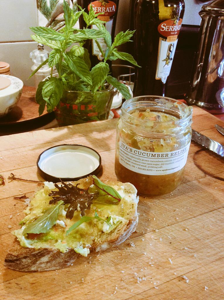dawnbazely's tweet image. I made a great sandwich (avocado,goat cheese,arugula) with relish from @WJools &amp;amp; @madsewins liked it, Joanne! #Roncy