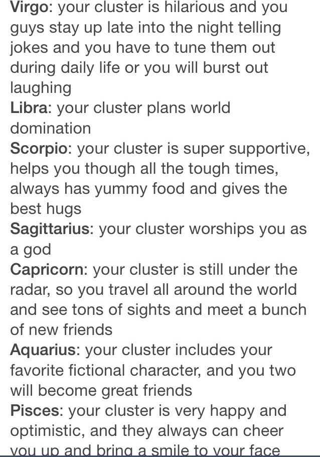 the signs as clusters: