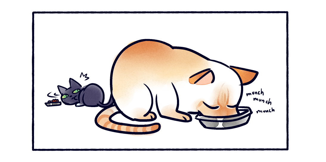 Missing panel: she later pukes it all over the rug 
