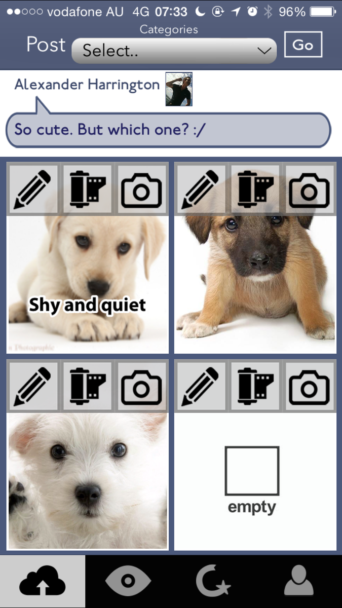 TheChoosrApp's tweet photo. Which puppy should I buy? Choosr helps you with all life's tough questions! #choosr http://t.co/asTIJ2EmXH http://t.co/XyLAZ0WXdN