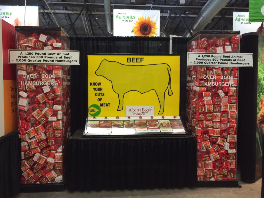 #McDonalds @ #Stampede2015 #CattleTrail 2000 quarter pounders from a 1250lb beef animal!!
