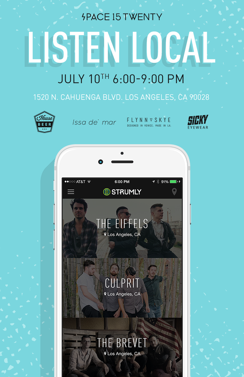 The_Eiffels's tweet photo. We're performing at the FREE @strumlyco / @UrbanOutfitters #ListenLocal event at @Space15Twenty next Fri! #TheEiffels http://t.co/rIMQg2XuZz