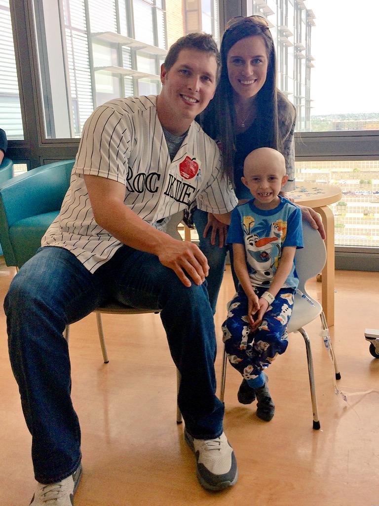 Rockies's tweet photo. Corey and Beth Anne Dickerson just stopped by @ChildrensColo to visit with some youngsters. #ClassActs http://t.co/FRLqYZSOb3