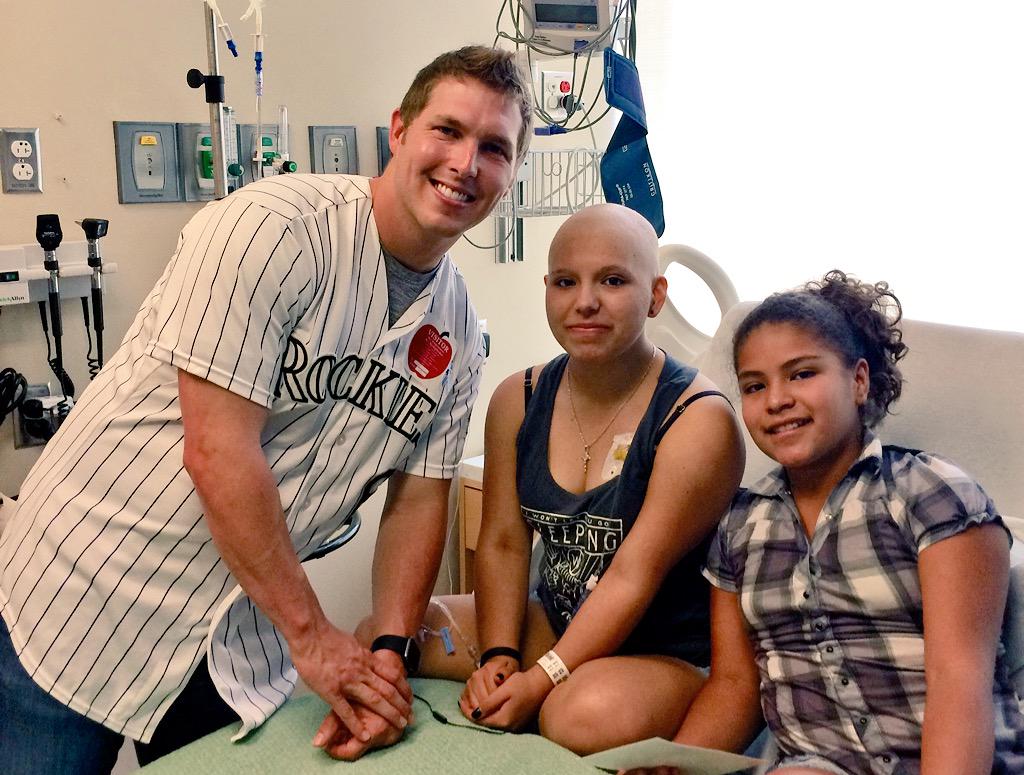 Rockies's tweet photo. Corey and Beth Anne Dickerson just stopped by @ChildrensColo to visit with some youngsters. #ClassActs http://t.co/FRLqYZSOb3