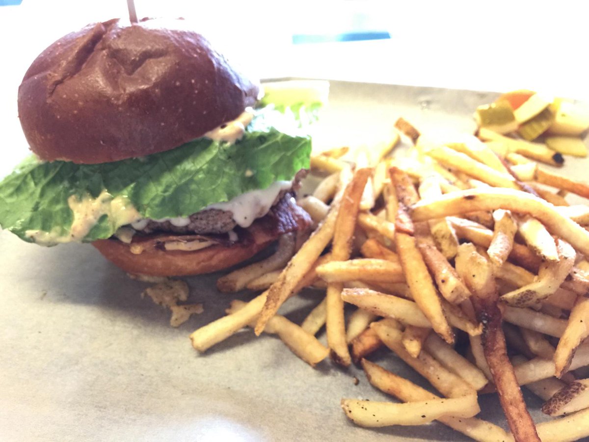 EatMoreNow's tweet photo. I went to @NobleSandwiches and had the Swine Burger. It. Is. Divine! Probably the best burger I’ve had in months! http://t.co/9z3VezabEY
