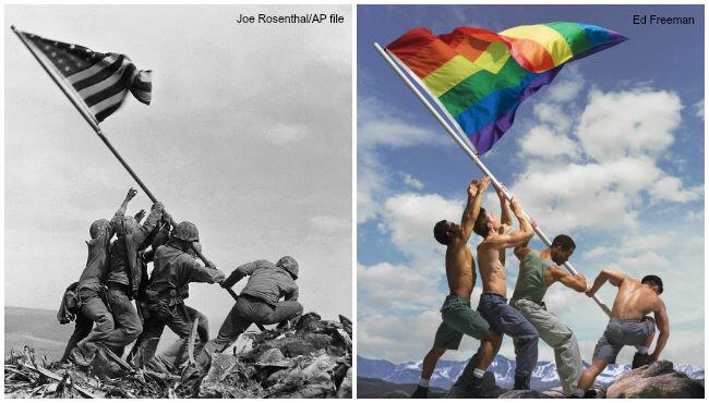 TheConJournal's tweet image. The men on the left had shots fired at them, limbs blown off, friends killed, &amp;amp; gay activists still disrespect them.