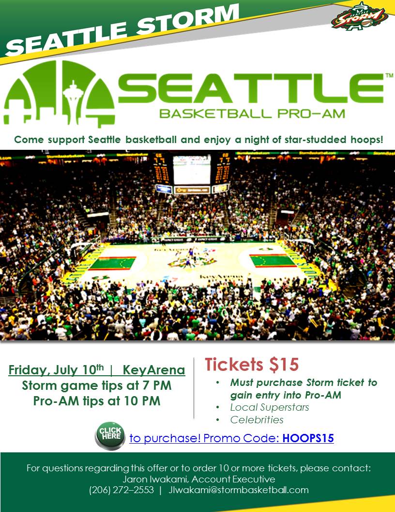 BringBackSonics's tweet photo. Tickets are almost sold out for the @seattlestorm @SeattleProAm game 07/10. Get your tix now! https://t.co/aLNiygwAa8 http://t.co/e4k9kQJl0a
