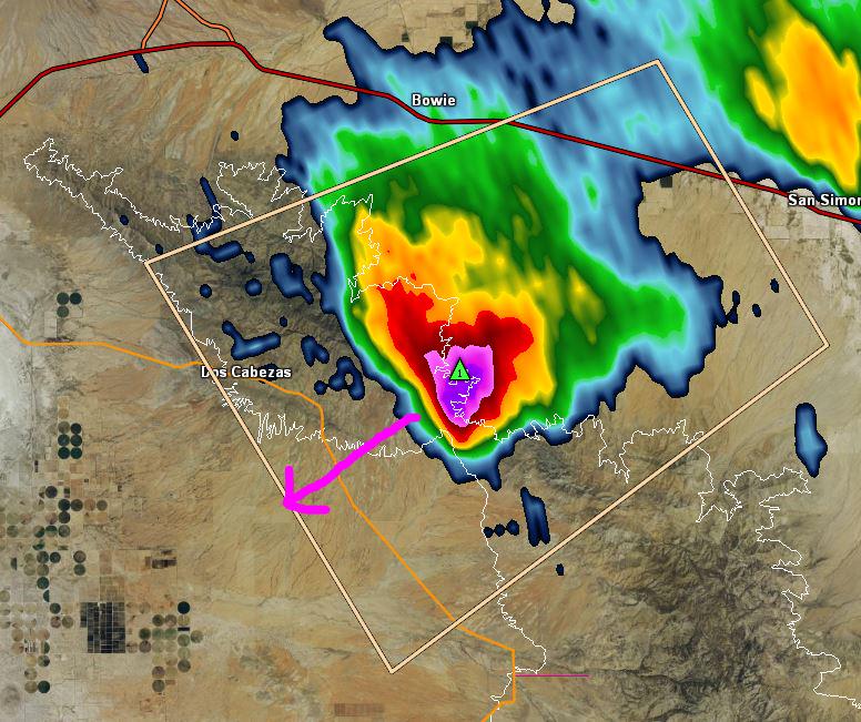 NWSTucson's tweet photo. Strong T-storm will reach SR 186 just S of Dos Cabezas shortly. Expect hvy rain, small hail &amp; gusty cross wind. #azwx http://t.co/E24IFMbE2B