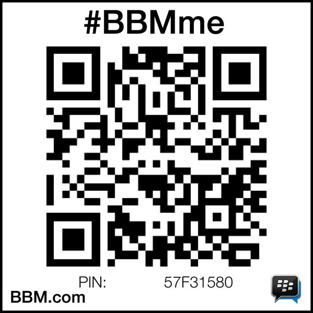 #BBMme PIN:57F31580
pin.bbm.com/57F31580