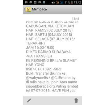 Haloohalo comate sby,&amp;sekitarnya. Jangan lupa yaa besok sabtu ada pembayarann!!seeyou
