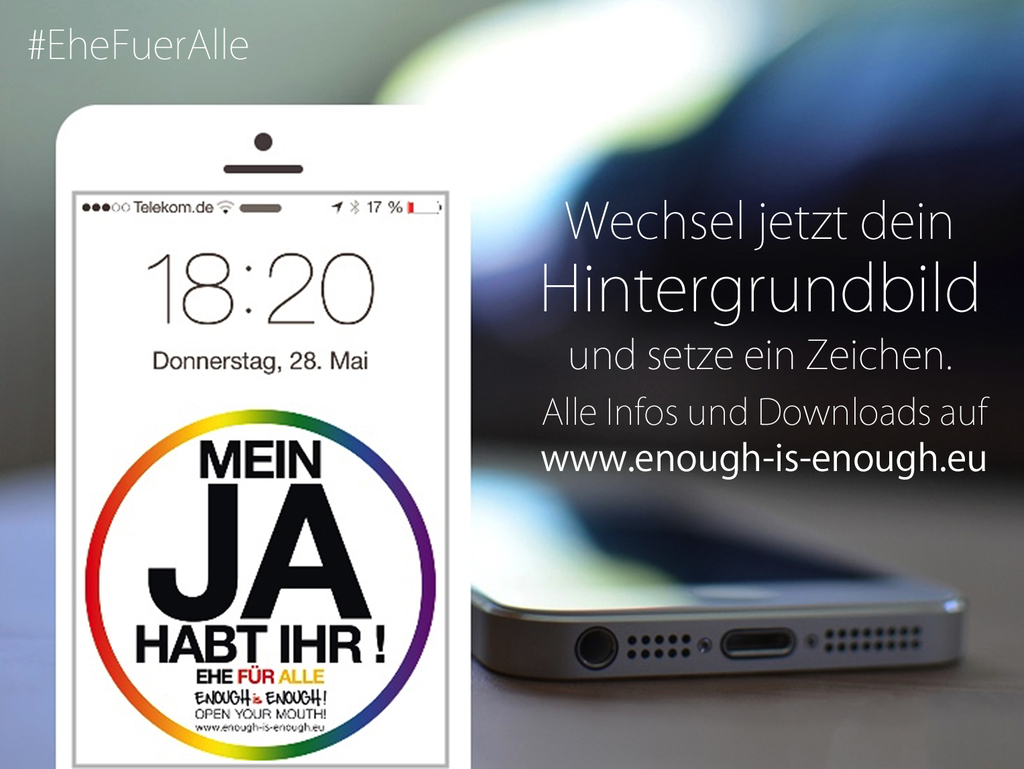 EiE_eu's tweet photo. #MeinJA habt ihr! Unsere Kampagne zur #EheFuerAlle • Jetzt Hintergrundbild für dein Smartp… http://t.co/dshraaXoZL http://t.co/LXGLEMyze7