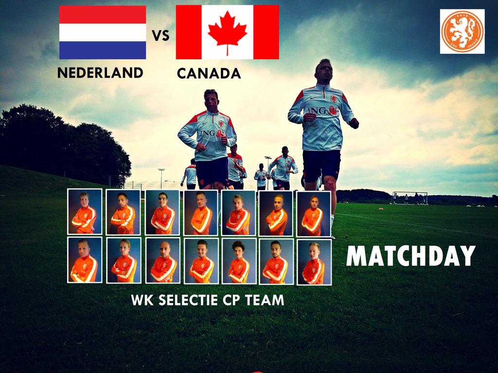 cpvoetbal's tweet photo. #MATCHDAY
14.00 uur (Ned. tijd) NEDERLAND - CANADA
LIVE: http://t.co/fDEwy1ed0o
#onsWK @OnsOranje @KNVB http://t.co/Dzy1AEXAym