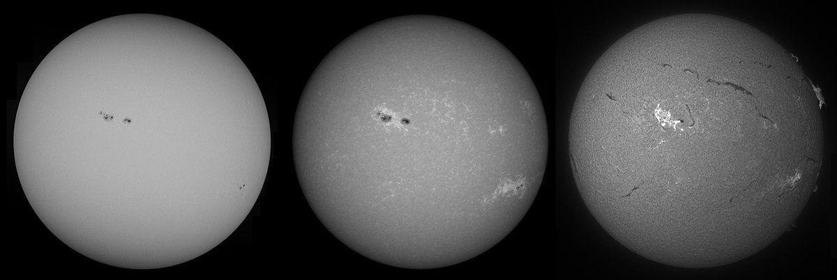 yltansg's tweet image. On Summer Solstice Sun gave grand show with M2 flare. B/W images on surface, lower &amp;amp; higher atmosphere during flare