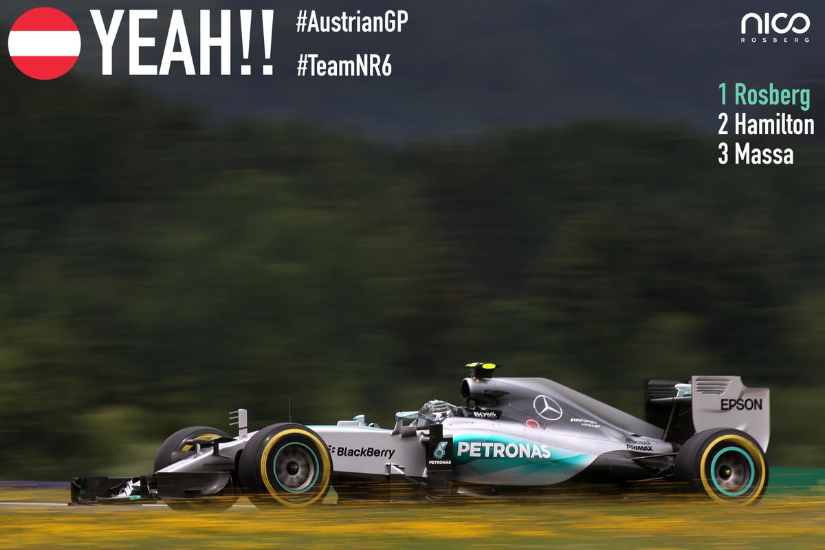 NicoRosberg's tweet photo. #YEAH #AustrianGP #RACE #F1 #TeamNR6 @MercedesAMGF1 http://t.co/PR2V5QeKki