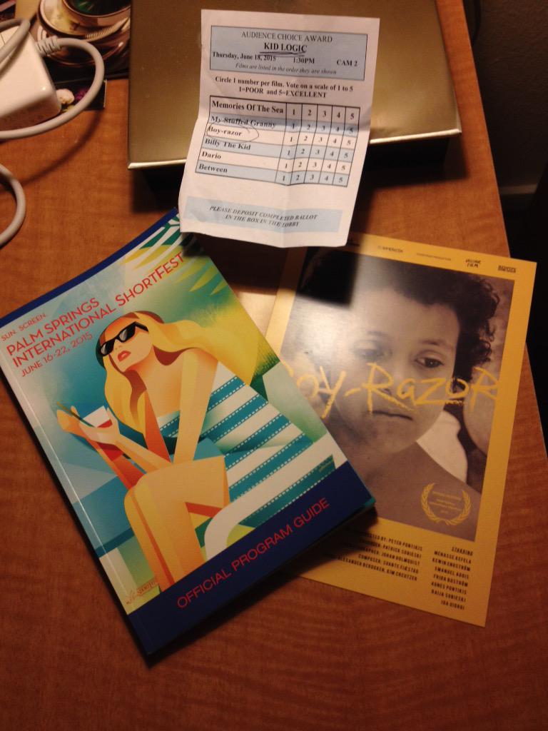 pontikispeter's tweet photo. Thanks Palm Springs for screening Boy-Razor - amazing festival! http://t.co/vwuX3PJ2rB