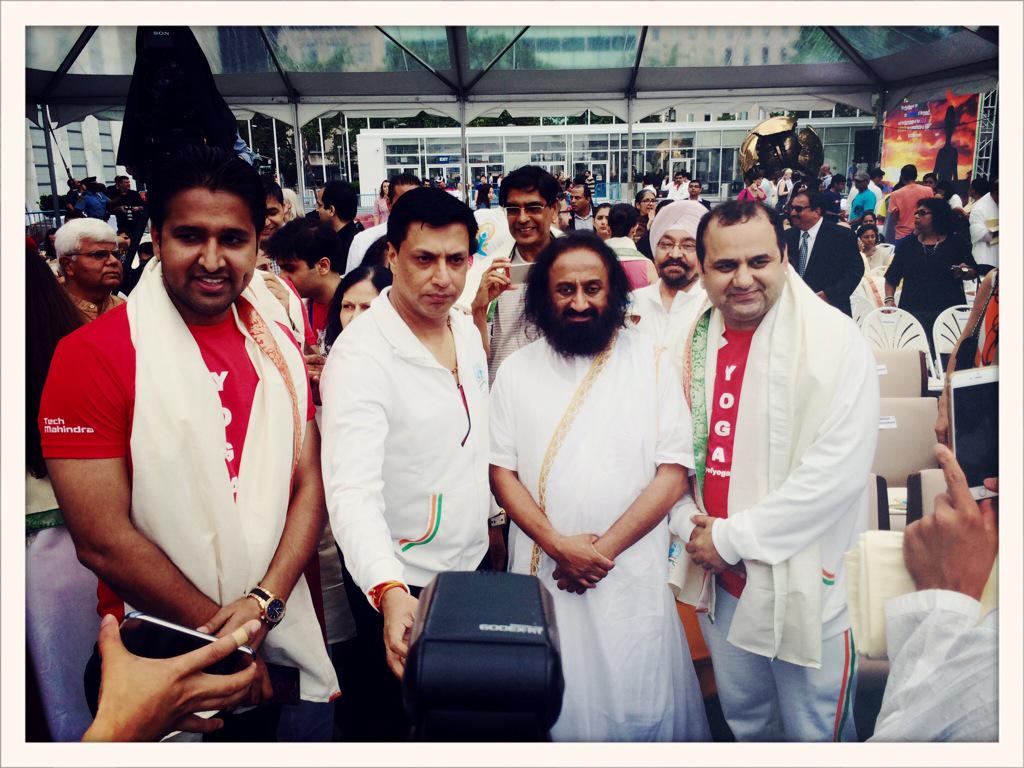 UN's tweet image. Who's in NYC for #YogaDay? Ban Ki-moon, @SushmaSwaraj @SriSri &amp;amp; more. Watch the action here: webtv.un.org