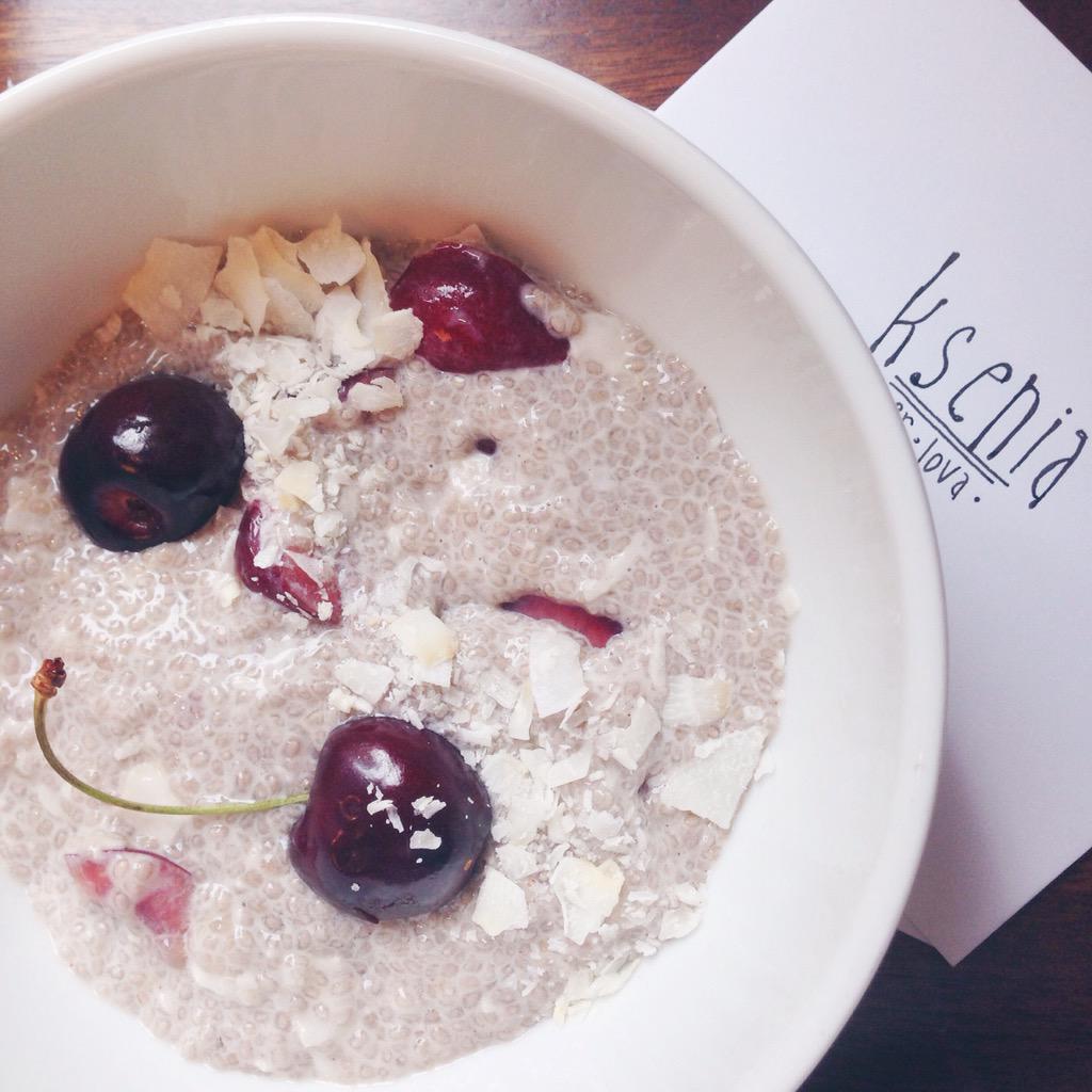breakfastcrmnls's tweet photo. Cherry chia pudding to fuel after our first #breakti performance on @TimesSquareNYC! #Solstice2015 #SolsticeTSq http://t.co/lZNRuyW63B