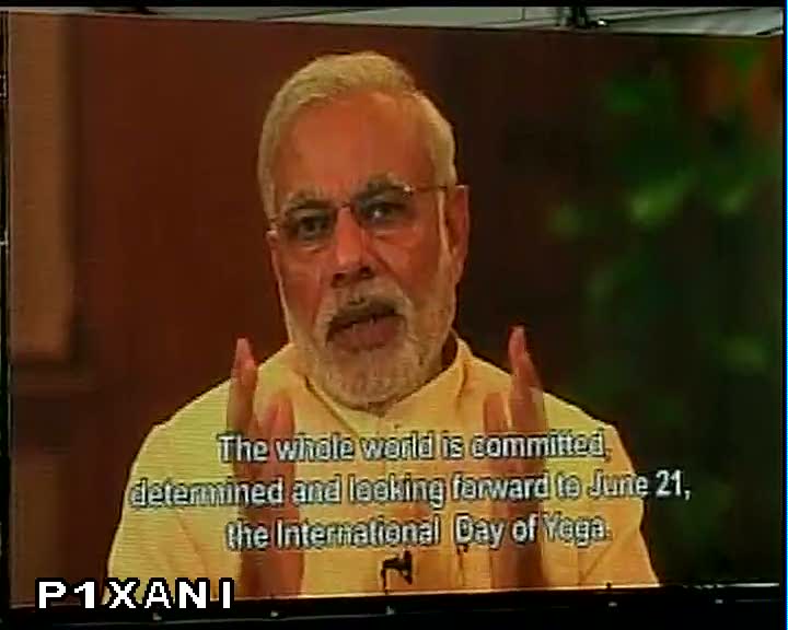 ANI's tweet photo. #InternationalDayofYoga celebration begins at UN Headquarters, New York with a message from PM Narendra Modi. http://t.co/34iyYVSjBJ