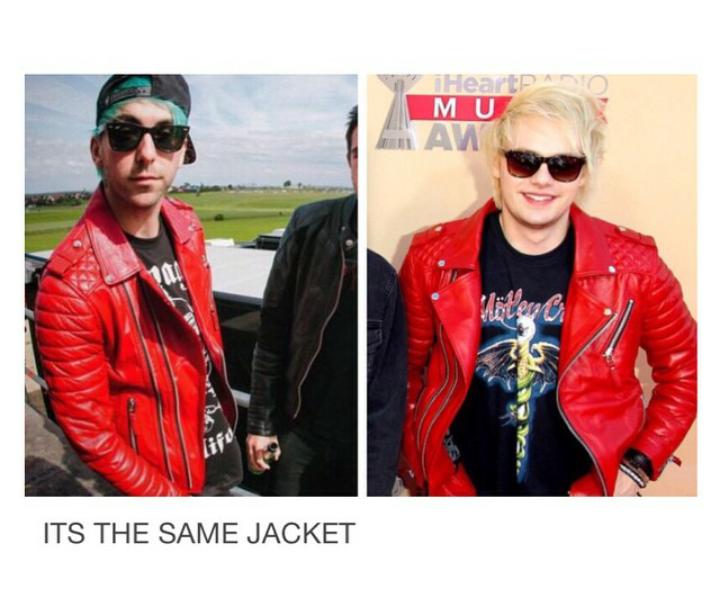 5SOSTumblrx's tweet photo. Please tell me he borrowed that jacket from him please I NEED THIS IN MY LIFE http://t.co/ATH1YHGLdv