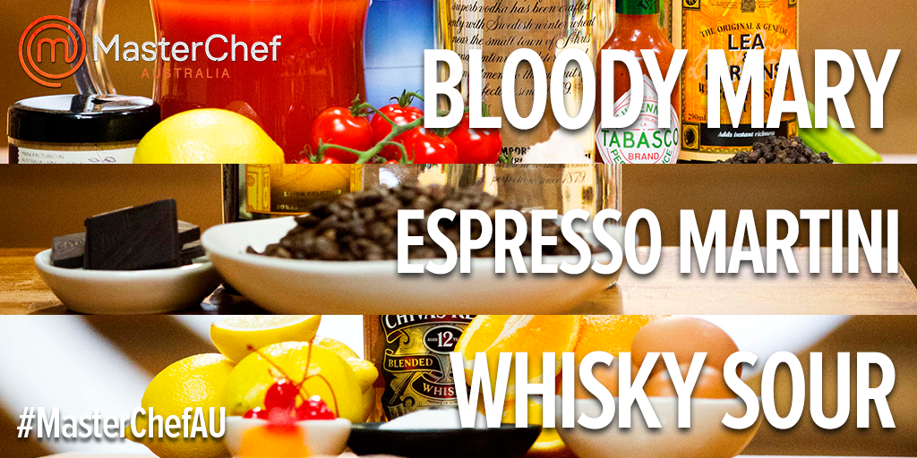 masterchefau's tweet photo. Which cocktail would you choose to cook with? #MasterChefAU #hestonsback http://t.co/6gvHKI4zqi