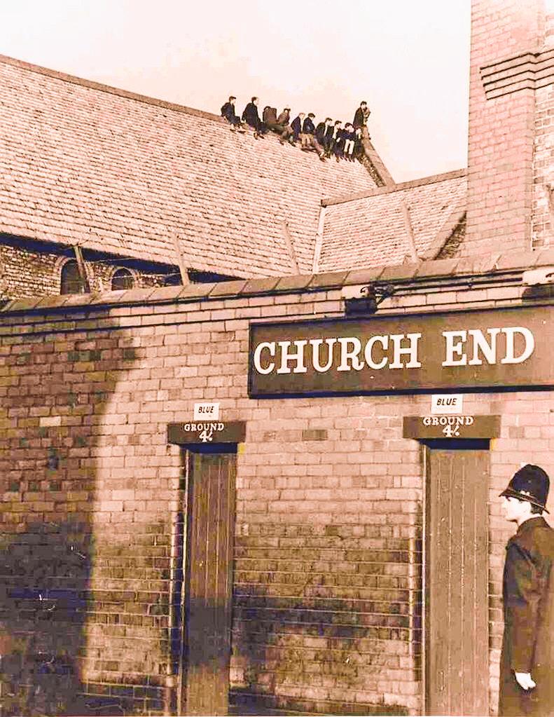 OnlyLiverpool's tweet image. Outside St Luke's Church on Goodison Road during an Everton match.
Date unknown.