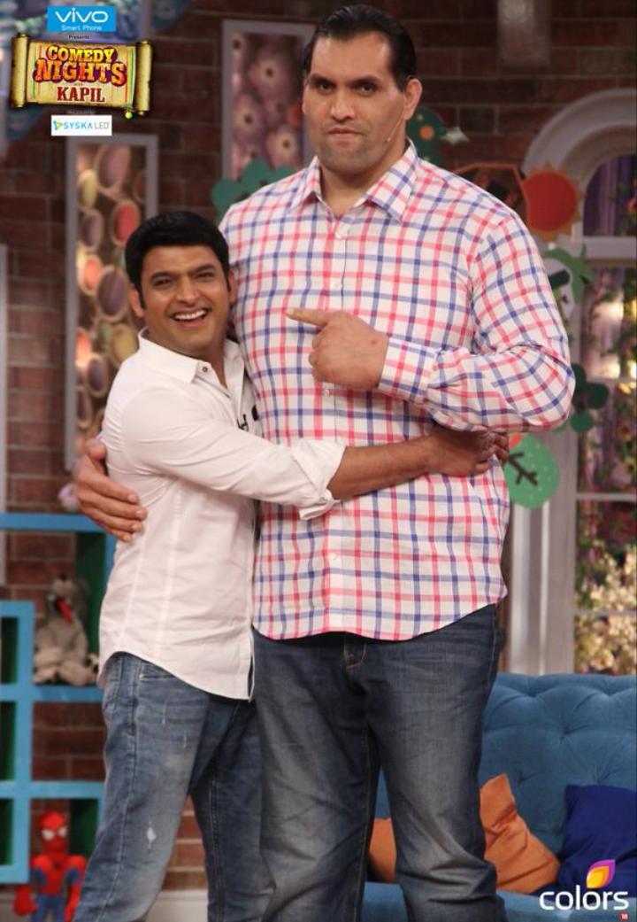 TheRakesh_IND's tweet photo. Both of my fav Kapil Sir&amp; @GreatKhali both hd a grt impact on me
Watch tonite@10
&amp; let's celebrate #2YearsOfCNWK tmrw http://t.co/uLXFQo3KJy