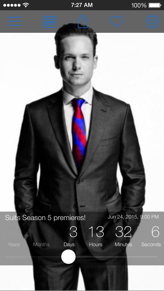 SuitsAnonymous's tweet photo. Countdown: #Suits Season 5 premieres! 3 days, 13 hours, 32 minutes, 6 seconds #SuitsWeek
http://t.co/RCwC8Yvgeu http://t.co/wFjKCTUafU