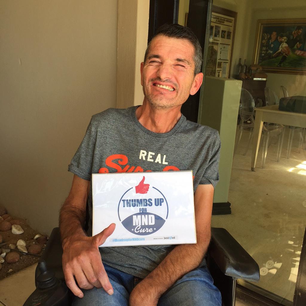9Joost's tweet photo. Not easy to physically give a thumbs up having MND,pls give your #thumbsupformndcure on our behalf today http://t.co/ykElUIwwa8