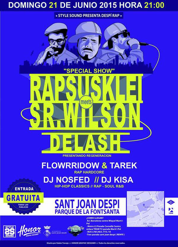 Hoy a partir de las 21 #Rapsusklei #SrWilson <a href="/delashstyle/">Delash</a> <a href="/Flowrridow/">Flowrridow MC</a> <a href="/stickytarek/">Tarek</a> #DjNosfed #DjKisa #SantJoanDespi