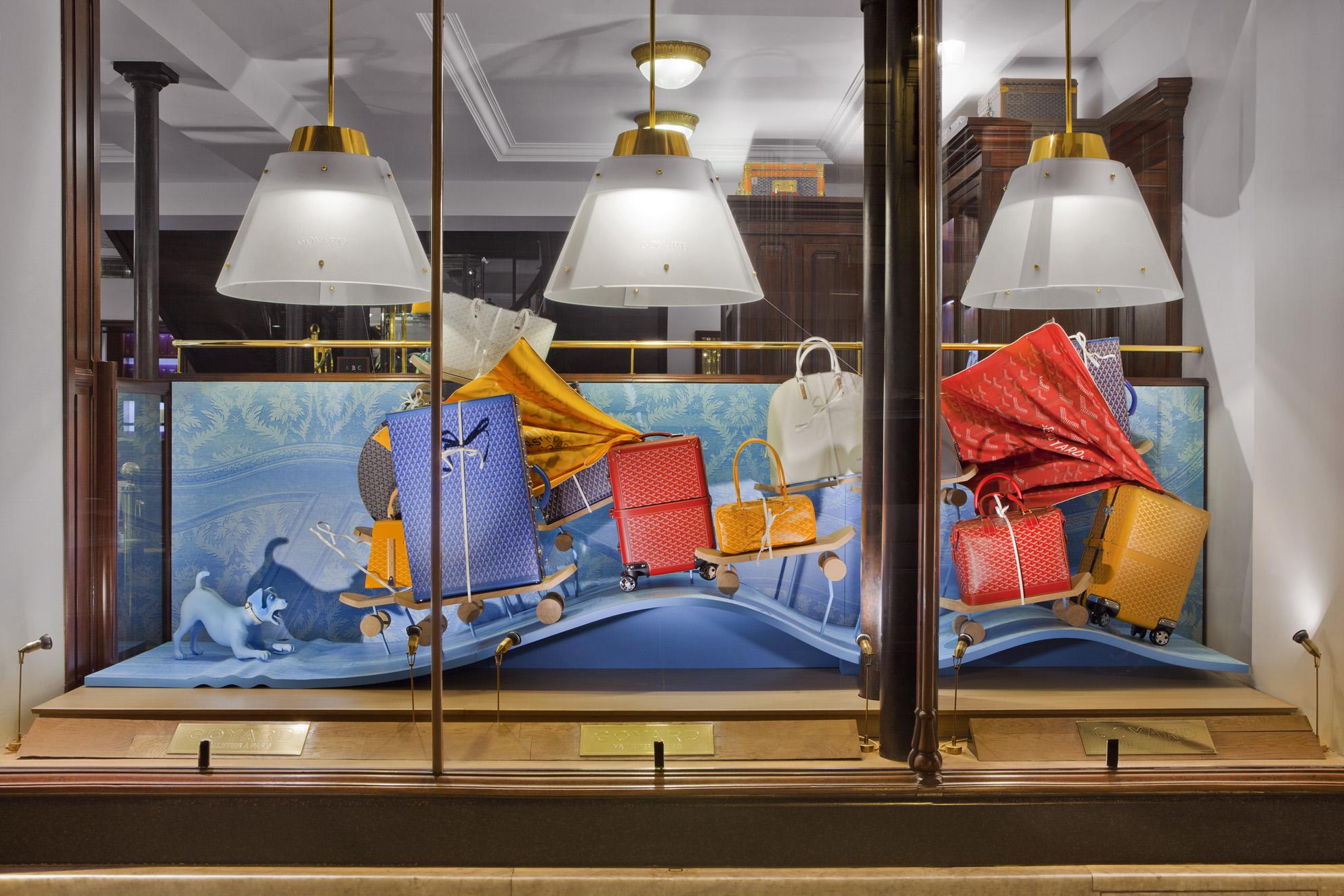 Goyard Luxury Store in Paris with Window and and People Waiting in