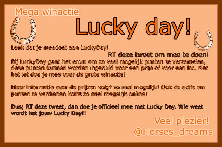 horses_dreams's tweet photo. MEGA WINACTIE! Officiele tweet!
Doe mee met Lucky day! Je moet me volgen om mee te doen!
#HDreams #winactie http://t.co/1R93qY1d5u