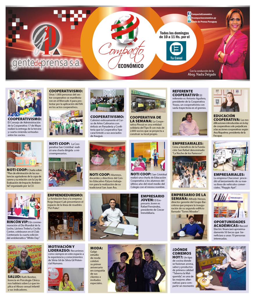 CompactoEpy's tweet image. Hoy puntualmente a las 10 am @CompactoEpy #Paraguay te informa lo mejor del ámbito #cooperativo y #empresarial