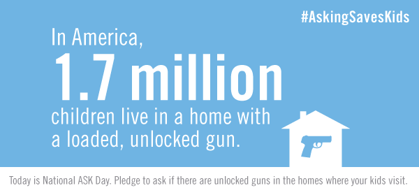 ChildDefender's tweet photo. Today is Nat'l ASK Day. Do you ask? 1.7m kids live w/ a loaded, unlocked gun. #AskingSavesKids http://t.co/afmeub5hnC http://t.co/jayifasVaI