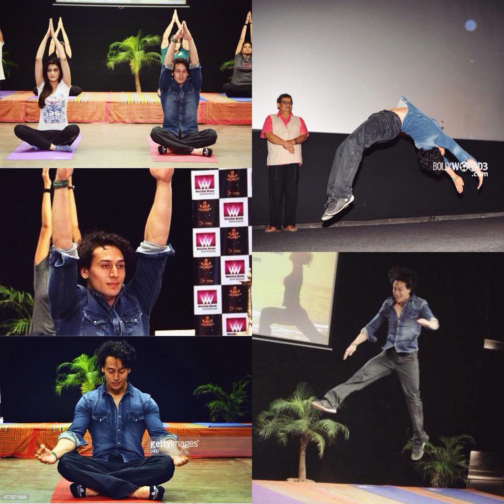 iTIGERSHROFF's tweet photo. Happy Yoga Day! Thank you Subhash uncle and whistling woods for the invite! Keep stretching and reach for the stars:) http://t.co/ZvDmmiGQZR