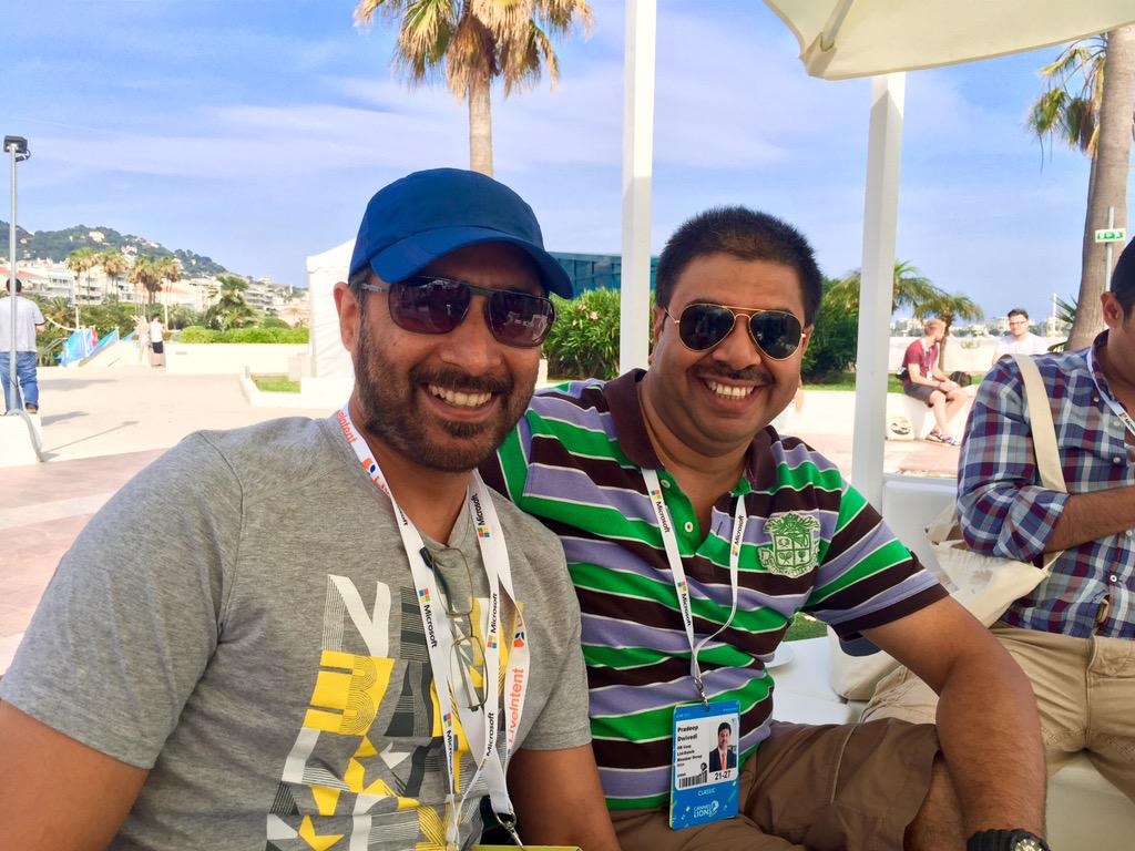 PradeepDwivedi's tweet photo. @Cannes_Lions Rocking Cannes Lions together !! @parrysingh & @PradeepDwivedi at the #ConnectBar http://t.co/15qiPRq3r0