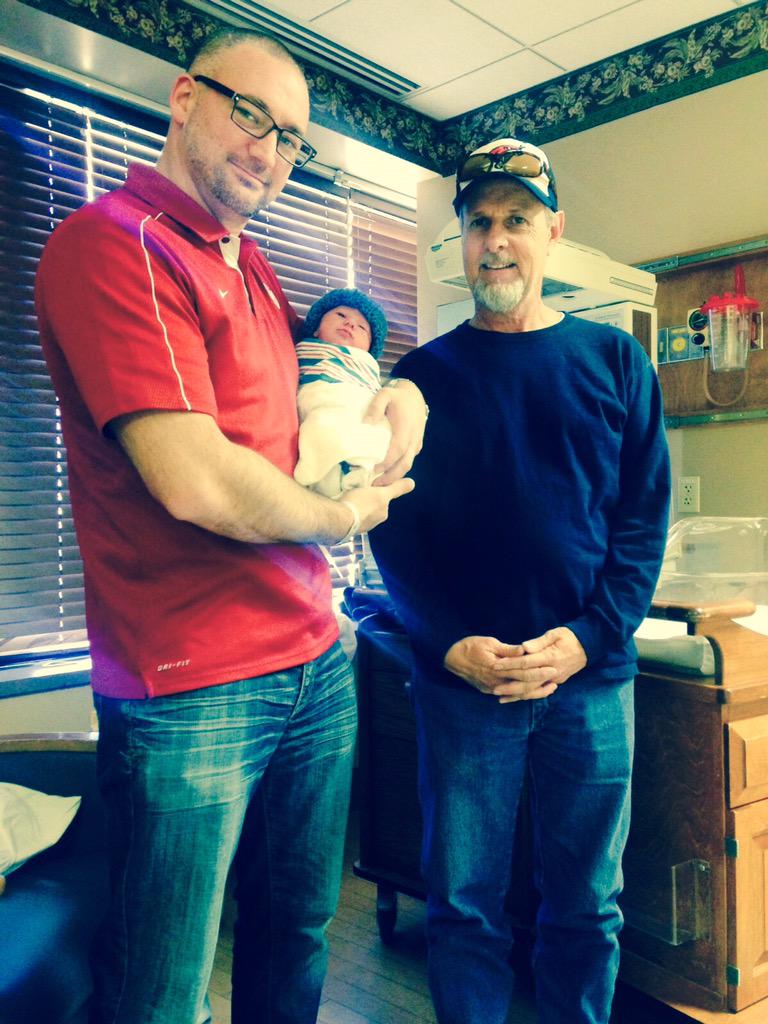 Amandacarlile's tweet photo. @brockcarlile holding his little man with my daddy close by. #3favoriteguys http://t.co/4PD2dqDn5n