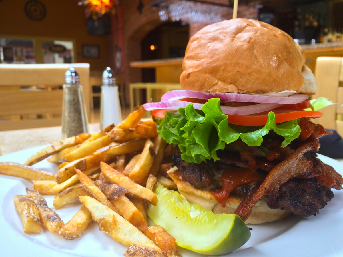 Bring your dad in for the Big Poppa Burger with spicy bacon, cream cheese, sriracha sauce and fried jalapeno! $9.99