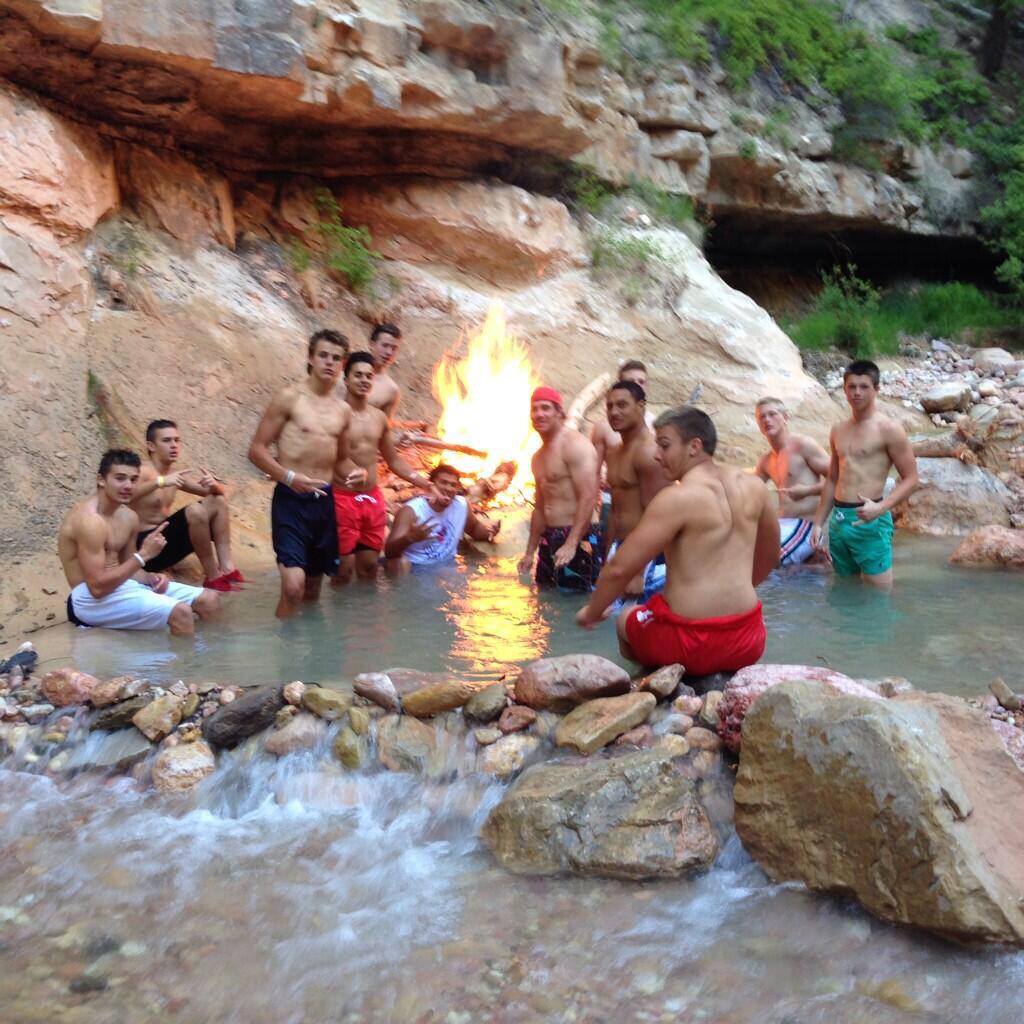 Coachtidwell16's tweet photo. Some of my best memories from last summer were at the SUU Camp with these young men! #bonfires #narrows #manmadepool http://t.co/F8OdXXbupW