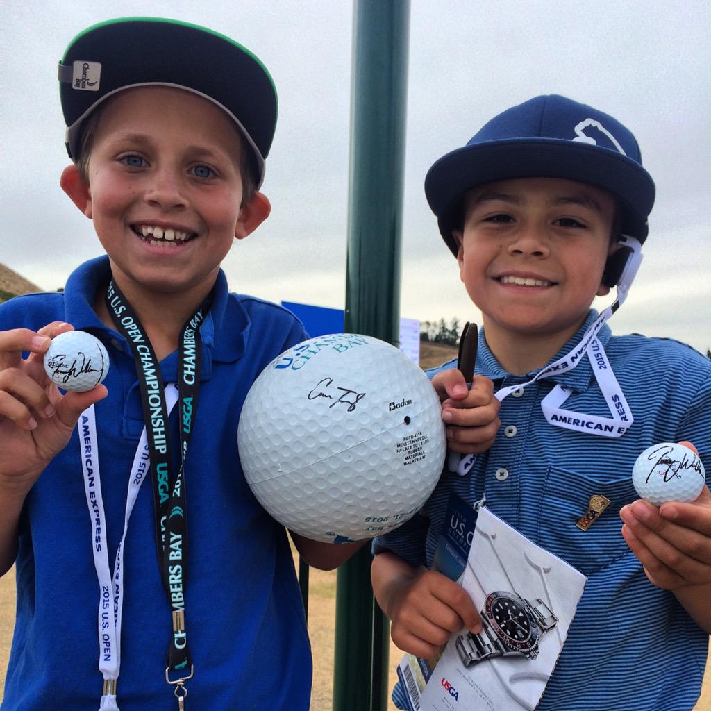 ChrisEgan5's tweet photo. For the few golfers that complained about @ChambersBayGolf , there have been many more providing smiles to kids!!! http://t.co/kuW8tWe4pm