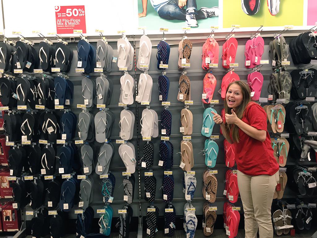 TargetDouglas's tweet photo. #PTMpros are all about flip-flops #Instocks and a great #Softlines Ad today!! #G391LODstrong #T1784 #TheGEsOnTheFloor http://t.co/JJ68a4GDKB