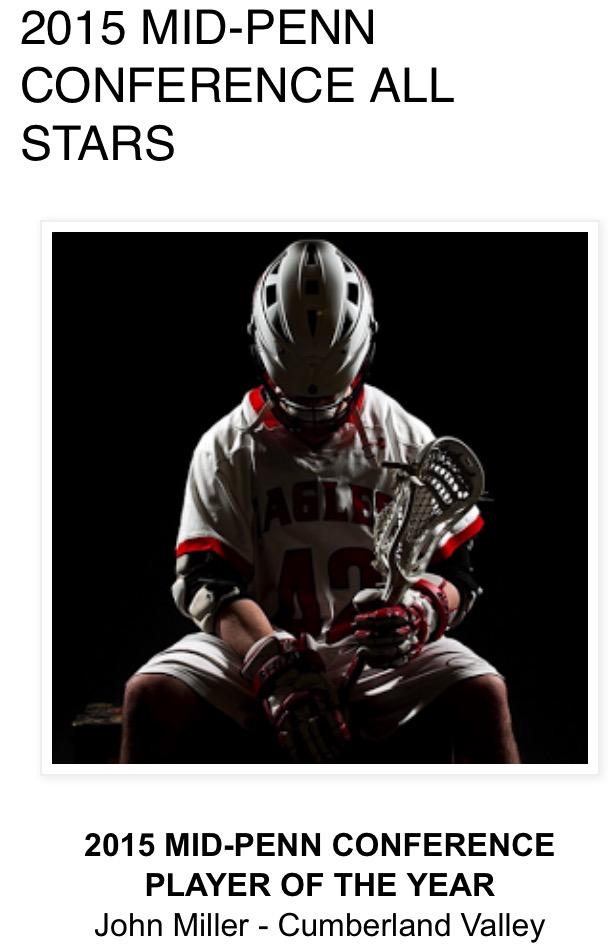 Incoming Griffin John Miller was named Mid- Penn Player of the Year and US Lacrosse All-American.