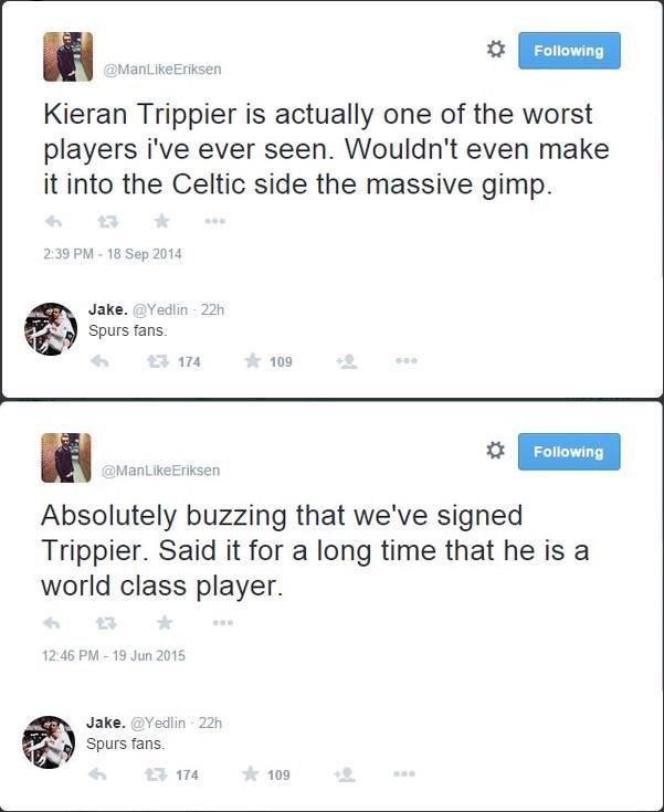 DeludedSpurs's tweet photo. Fans be like... #Spurs #trippier #TottenhamAreShit #Tottenham http://t.co/mDnl4674cd