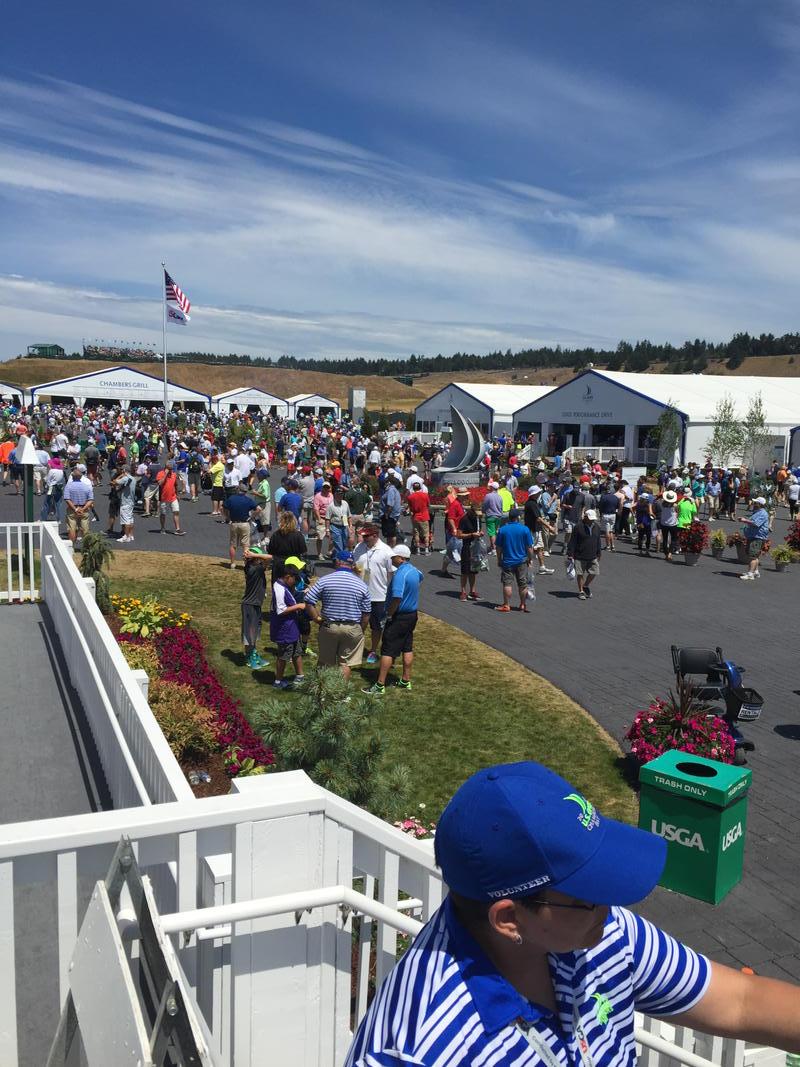 TimBrando's tweet photo. The scene around the Merchandise area of the @usopengolf setup at Chambers Bay. I'll be back #USOpenFeaturedGroup http://t.co/5hLc43a9eB