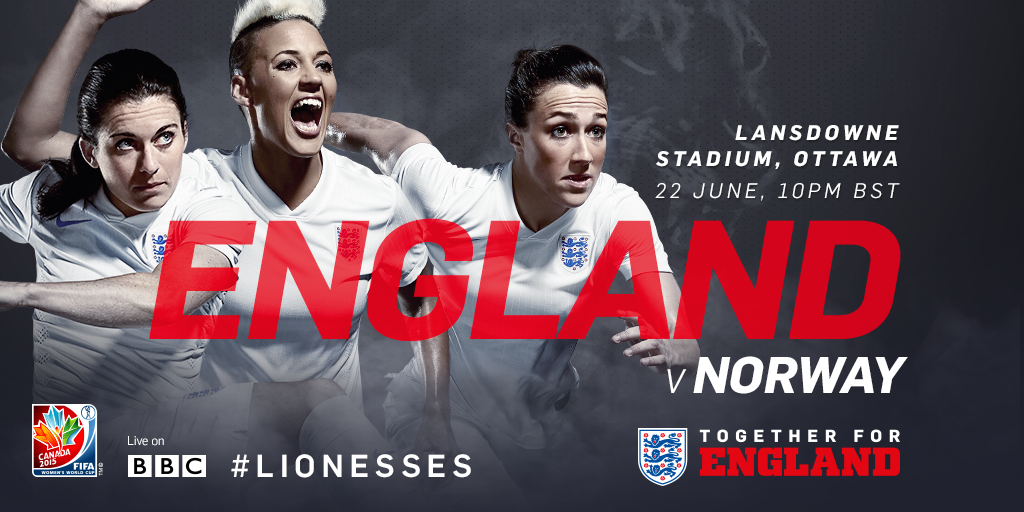 England's tweet photo. Our #Lionesses will aim to make history against #NOR later and win a #FIFAWWC knockout tie for the first time. http://t.co/rnuuBCphMq