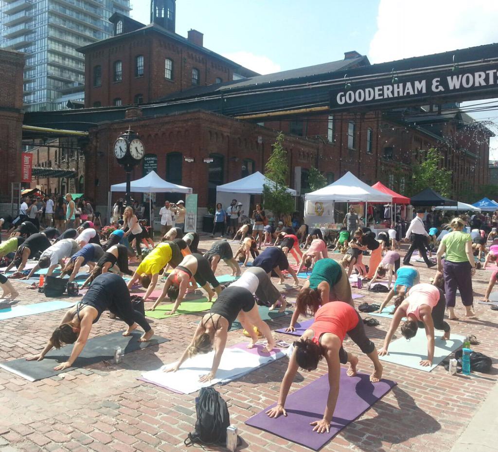 FlowHydration's tweet photo. Stretching it out today
with @yoga_sanctuary & @yoga_tree #omTO2015 http://t.co/EwW94YBaPR