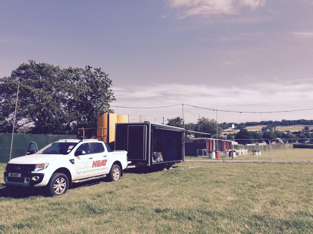 Boiler ready at #Glasto2015 to heat the campsite showers. Thank you to <a href="/foreverfuels/">Forever Fuels</a> for supplying the wood pellets.