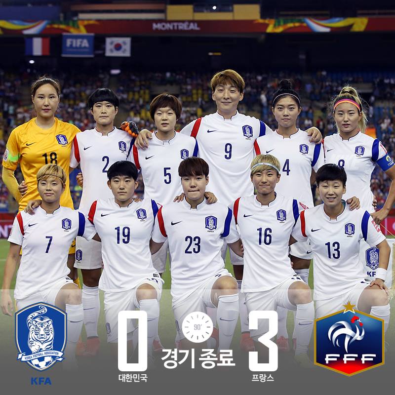 theKFA's tweet photo. 경기 종료 | 대한민국 0 - 3 프랑스

고맙습니다. 자랑스럽습니다. 그대들은 충분히 빛났습니다!

#반짝반짝 #후회는없다 #빛나라태극낭자 #FIFAWWC http://t.co/TLpAzKY0XZ