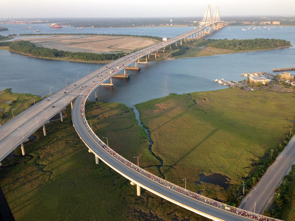 WCBD's tweet photo. #unitychaincharleston #CharlestonStrong Via @holycityheli #chs #chsnews. Sea of people on the #RavenelBridge http://t.co/1Kf05erk6P